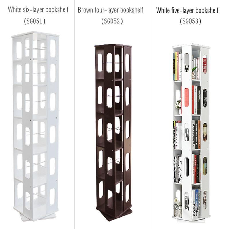 360 Degree Rotating Bookshelf European Simple Large Capacity Bookshelf CD Rack