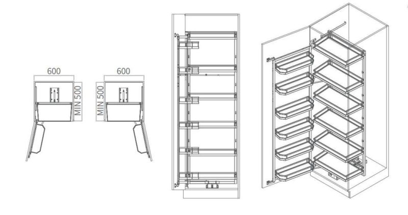 Cabinet Accessory Pull out Wire Basket Half Tandem Storage Rack