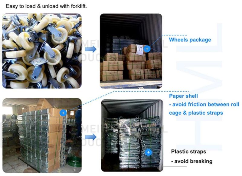 Supermarket Warehouse Logistic Nestable Folded Insulated Metal Mesh Roll Container