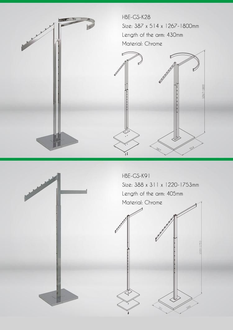 Two Ways Chrome Clothes Display Garment Racks