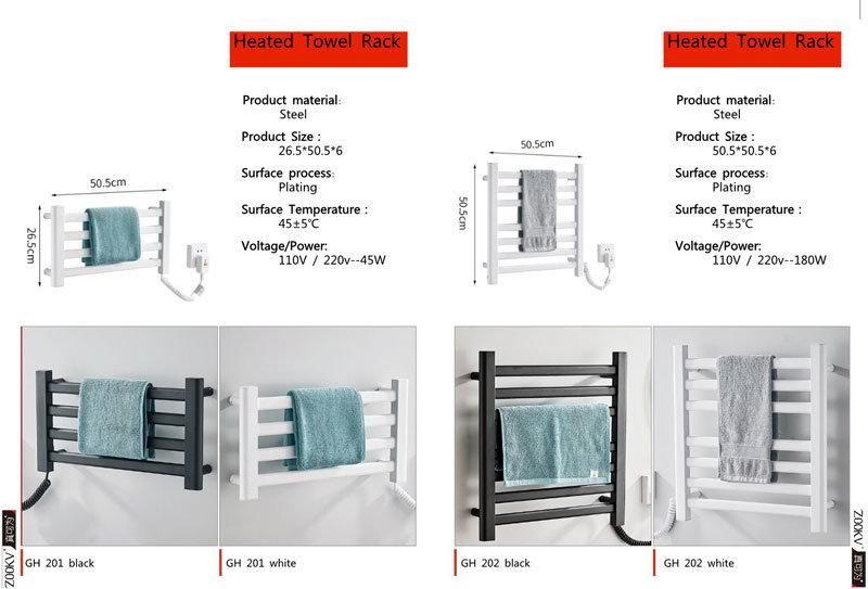 Wall Mounted Towel Warmer Dryer Rack for Bathroom Black Stainless Steel Towel Radiator Electric Heated Towel Rail