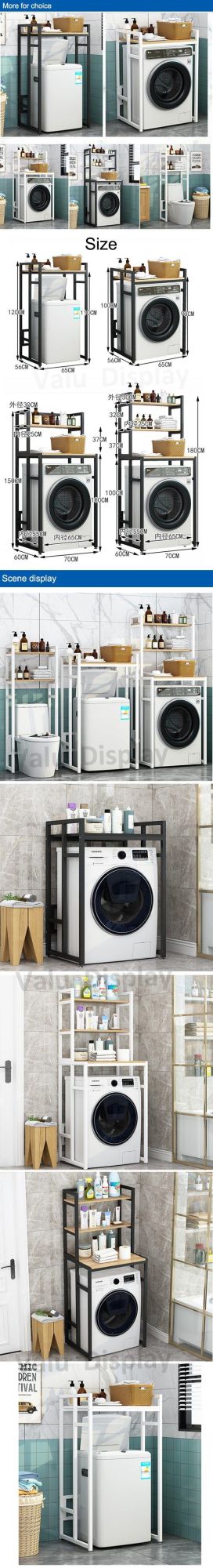 3-Tier Drum Washing Machine Storage Rack Space-Saving Bathroom Storage