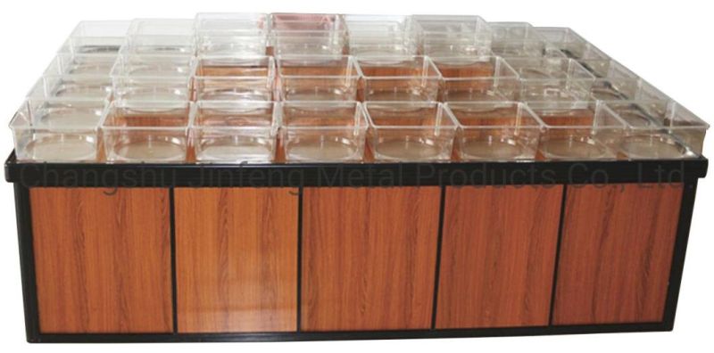 Supermarket Shelf Convenience Store Suger Display Stand with Wood