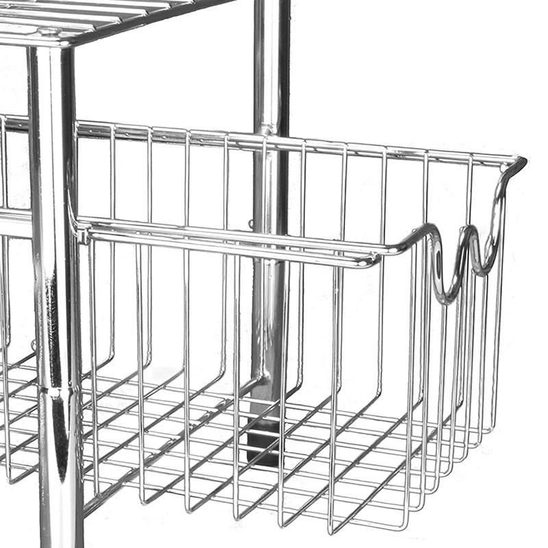 2 Tier Under Sink Multipurpose Storage Organiser Wire Rack with Sliding Basket Drawer