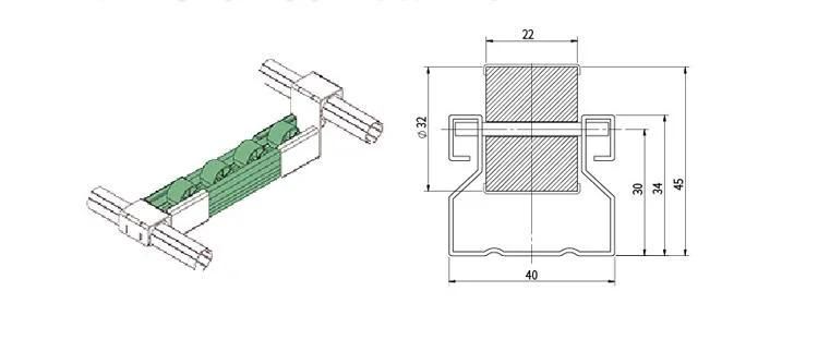 Hardware Pipe Fitting Factory Flow Rack Industrial Metal Sliding Roller Track with Caster Slide Rail for Shelf