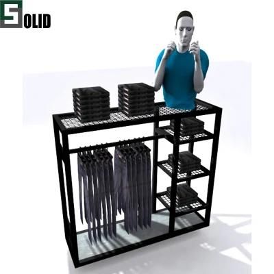 Original Customizable Logo Custom Shape Black Floor Mounted Clothing Display Rack