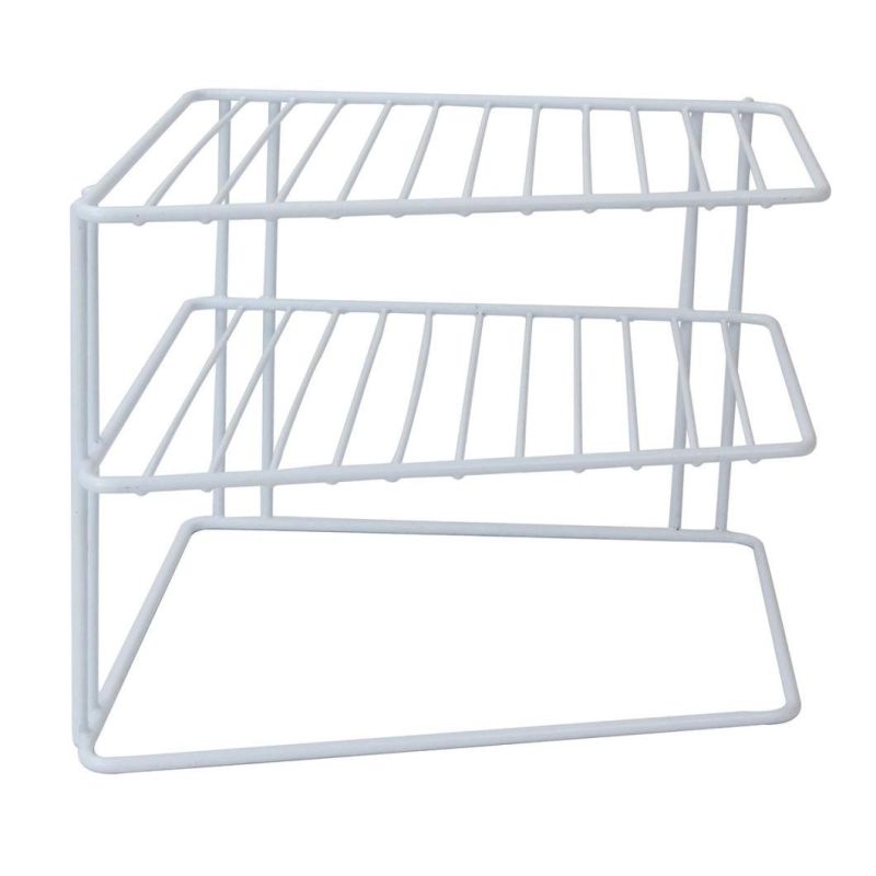 2 Tier Kitchen Cupboard Storage Corner Space Saving Shelf Rack