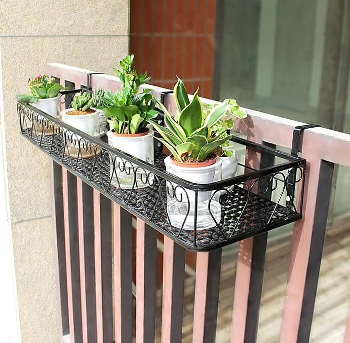 Shelf Balcony Flower Pot Rack Hanging Wrought Iron Shelf Flower Pot Hanger