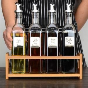 Natural Bamboo Spice Rack Kitchen Condiments Bottles Holder Oil and Vinegar Bottles Storage Shelf