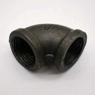 Black Malleable Screw Cast Iron Pipe Fitting 90 Degree Elbow for DIY Pipe Shelf