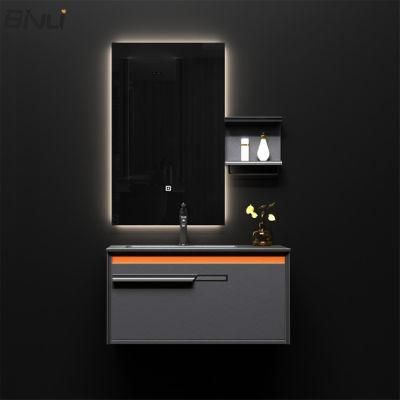 Hotel Furniture Bathroom Accessories Countertop Basin Wooden Bathroom Cabinet Makeup Vanity with LED Mirror