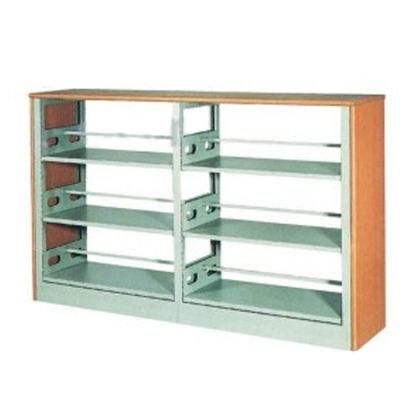 School Library furniture Metal Wooden Double-Side Library Bookshelf Set