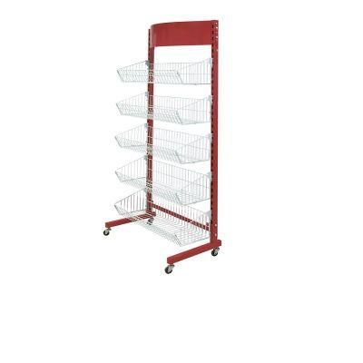 Wholesale Single-Sided Hanging Net Display Rack with Four Wheels