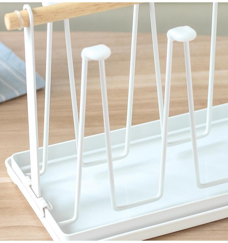 Handle Kitchen Desktop 6 Cup Mug Drying Holder Storage Rack