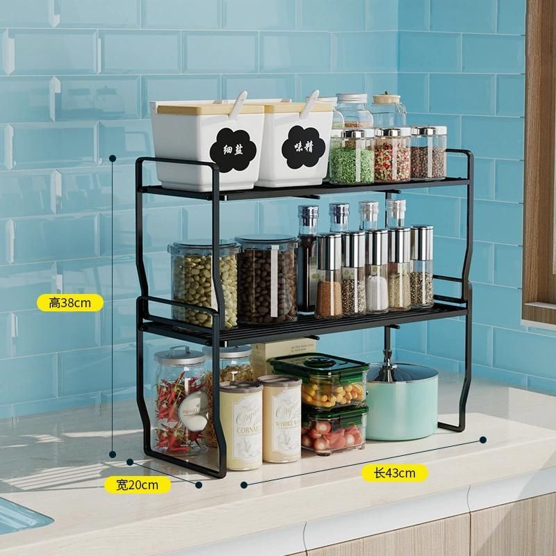 Double Layer Kitchen Spice Rack Metal Dish Rack Storage Rack