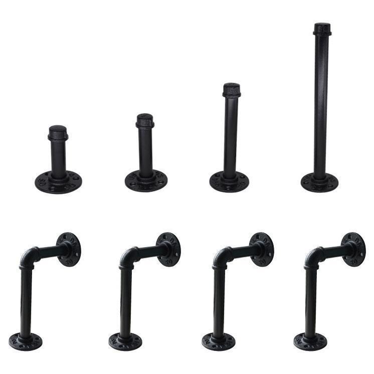 Industrial Black Iron Pipe Floating Shelf Bracket 8 Inch Set of 6, Heavy Duty Wall Mounted DIY Shelving Brackets Hanging Custom Pipe Brackets