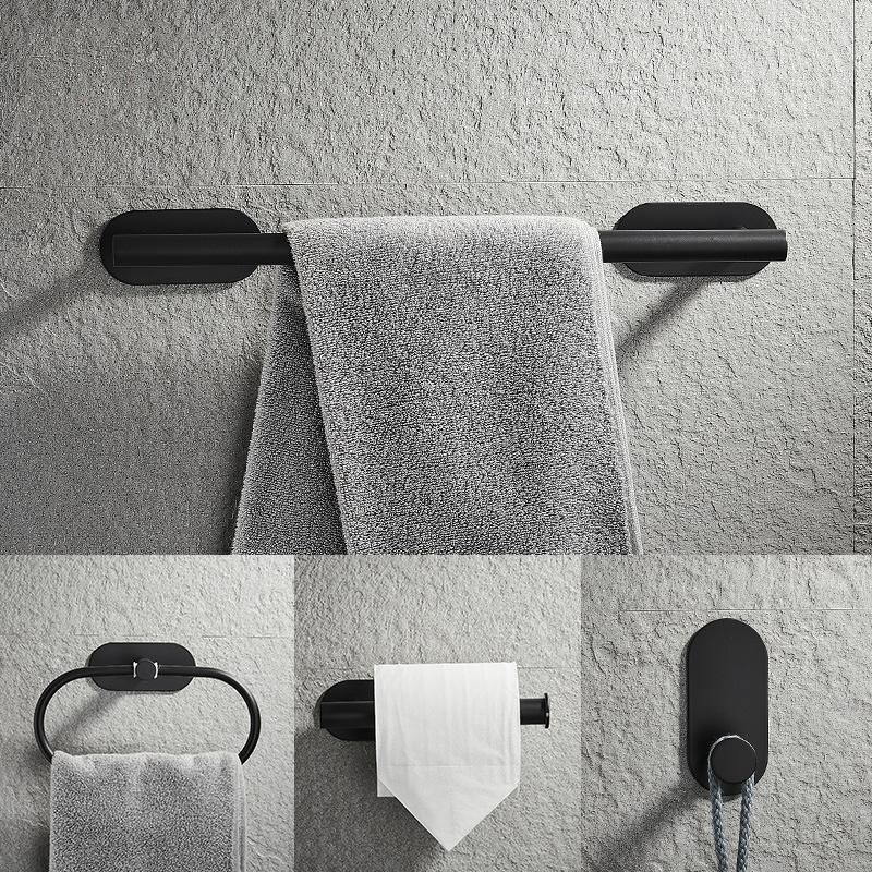 Matte Black Finish Stainless Steel Wall Mounted Towel Ring Rack