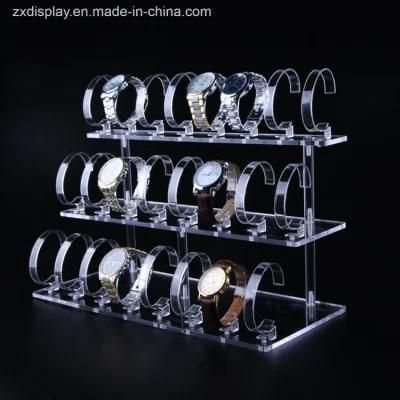 Fashion Transparent 3 Layers Acrylic Watch Display Rack