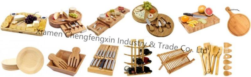 Creative Kitchen Organizer Wooden Foldable Bamboo Snack Table with Wine Display Shelf