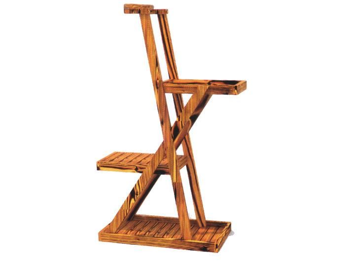 Carbonized Wood Plant Stand Flower Rack in Backyard