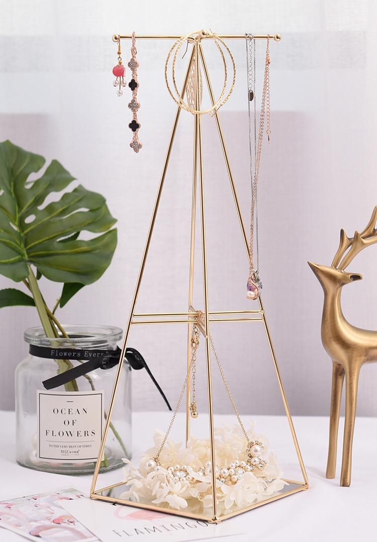 Desktop Decorations Stand Earring Necklace Display Move Able Iron Act Jewelry Storage Rack