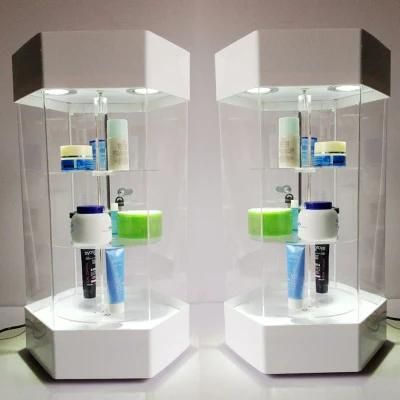 Luminescent Acrylic Glass Jewelry and Skincare Display Shelf with Lock
