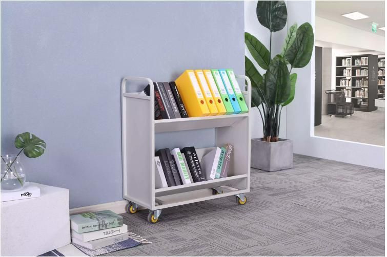 Library Office Movable Delivery Book Car Metal Book Ladder Book Shelf Tool Rack