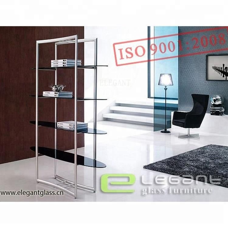 E Shape Clear Glass Wall Shelf for Guest Room