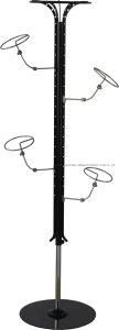 8-Hook Scrolled Metal Coat Rack with Umbrella Storage in Black