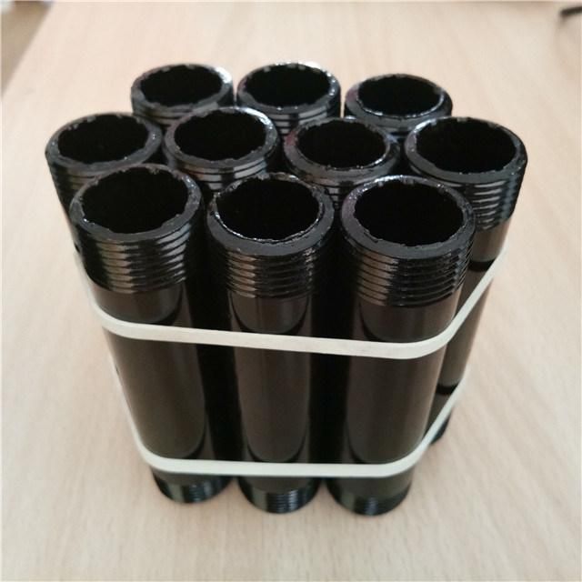 Black Cast Iron Pipe Fitting Nipple 3/4" with Thread on Both Ends for Industrial Pipe Bookshelf