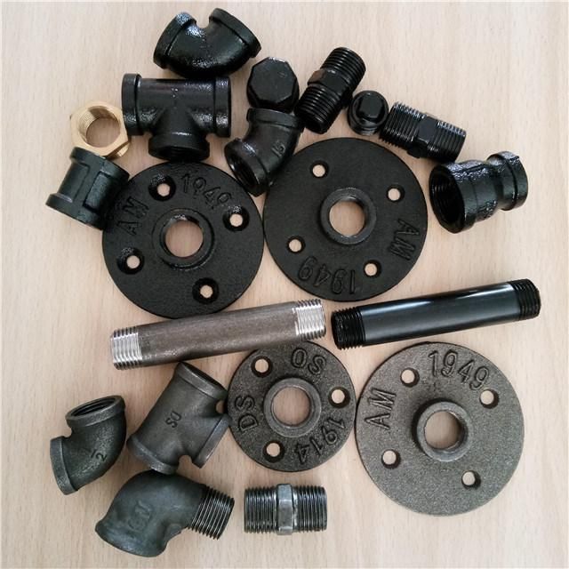 3 Holes Floor Flange DIY Furniture Black Flanges 1/2"3/4" Black Cast Iron Pipe Fittings Floor Flange