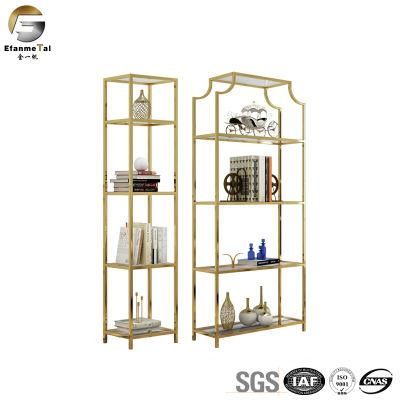 Bf0274 Uxury Golden Mirror Tube Welded Restaurant Display LED Light Stainless Steel Red Wine Shelf