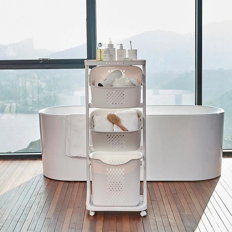 Dirty Clothes Storage Basket Dirty Clothes Basket Thickened Storage Rack Household Storage Bucket Bathroom Removable Trolley Rack