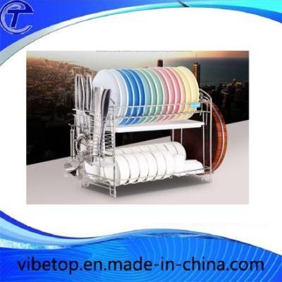 Factory Wholesale 2 Tier Kitchen Stainless Steel Dish Rack