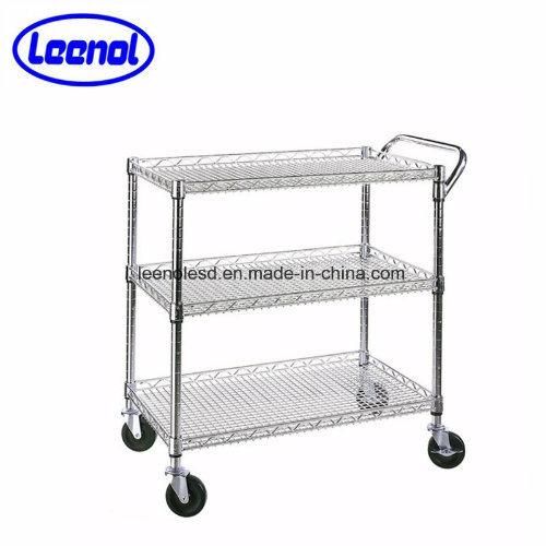 3 Layers ESD Metal Chrome-Plateded Wire Shelf Trolley for Industrial Ln-1530607