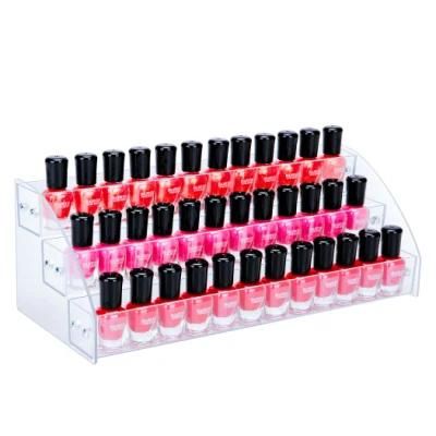 Transparent Acrylic Nail Polish Display Rack Multi Layer Trapezium Cosmetics Lipstick Storage Rack
