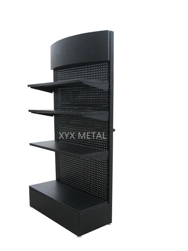 Customized Logo Metal Pegboard Floor Shelf Stand Tools Exhibition Display Rack