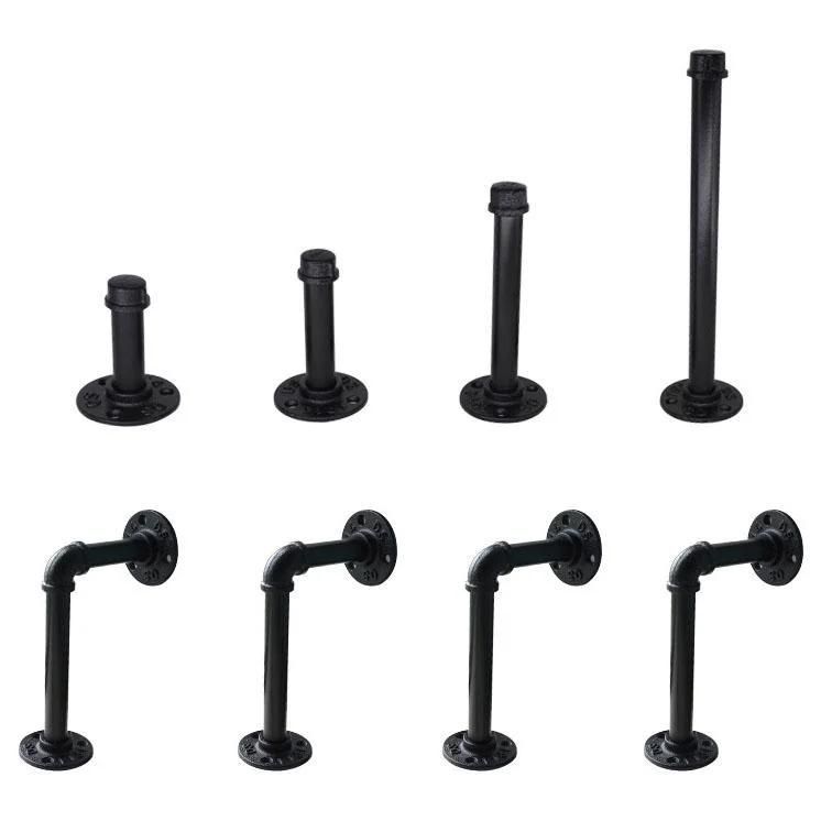 4 Counts Wall Mounted Vintage Display Decor Torched Wood Floating Rustic Black Industrial Iron Pipe Rack Shelf Brackets