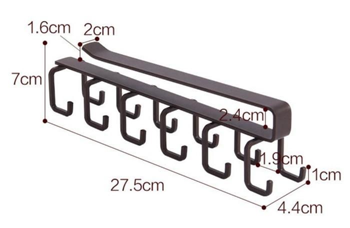 Metal Mug Holder Coffee Tea Cup Rack Storage Kitchen Under Shelf Cabinet Hanger 12 Hooks