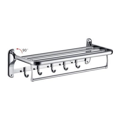 High Quality Wall Mounted Stainless Steel Double Layers Bathroom Folding Towel Rack
