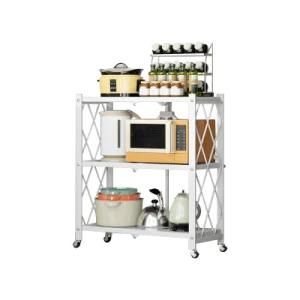 Shelf Storage Rack Three Layer Foldable Movable Multi-Functional Carbon Steel Storage Holders &amp; Racks for Folding Rack Modern