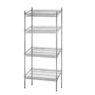 Sleek-Looking Wire Material Shelving Unit Basics 4-Tier Wire Clothing Storage Closet Organizer Shelves Rack