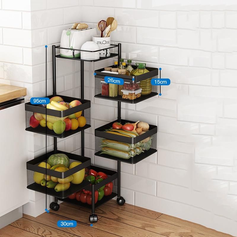 Multi-Layer Fruit Vegetable Rack Home Shelf Rotating Living Room Floor Kitchen Storage Rack Wbb15960