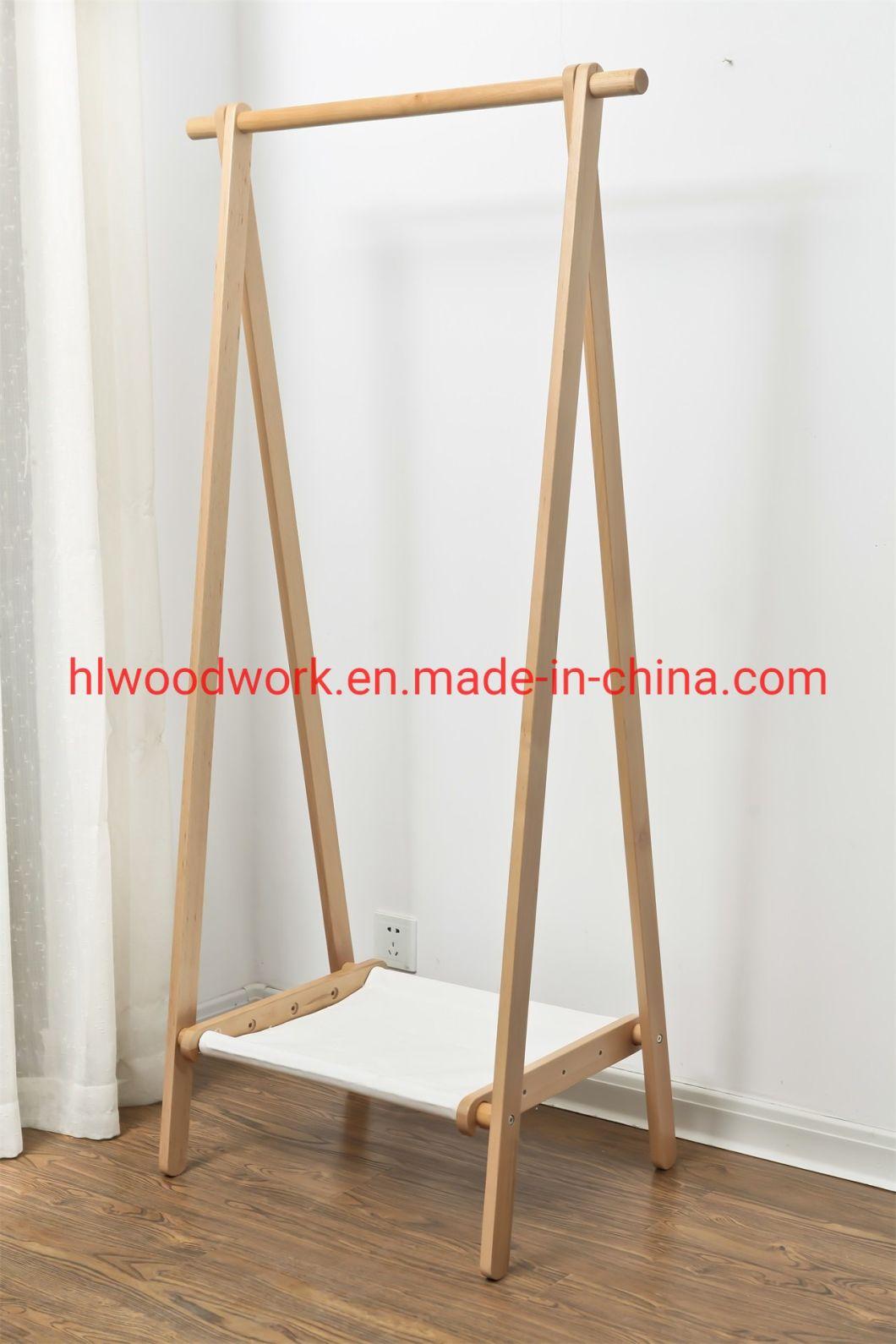 Beech Wood Stand Coat Rack Stand Hanger Foyer Furniture Natural Color Fabric Style Living Room Coat Rack Hotel Coat Rack