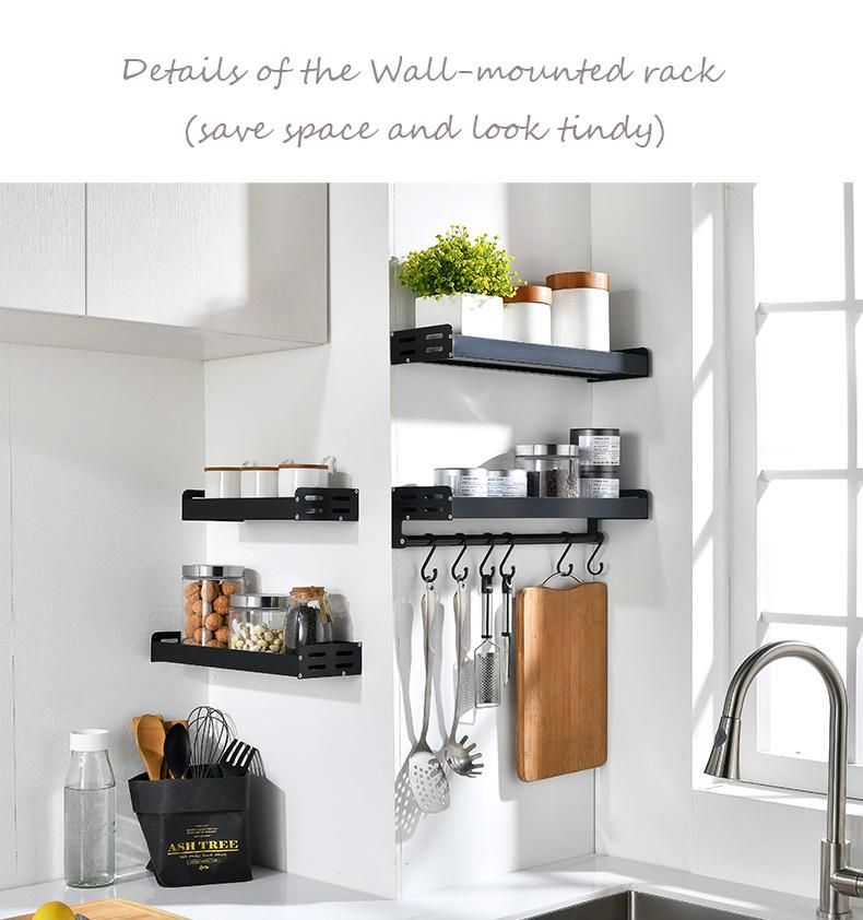 Hot-Selling Aluminum Kitchen Storage Rack with Removable Hook