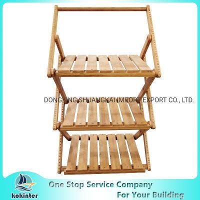 3tiers Bamboo Folding Wooden Flower Shelf Bamboo Display Rack