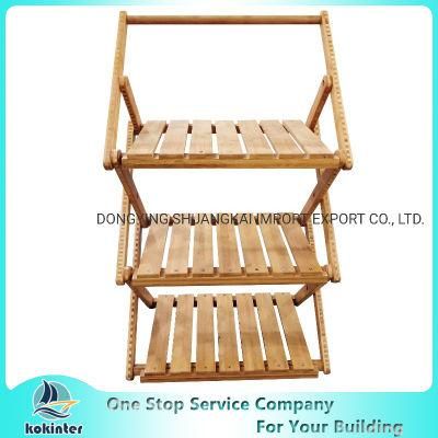 3tiers Bamboo Folding Wooden Flower Shelf Bamboo Display Rack