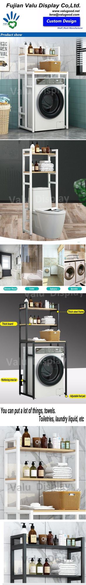 3-Tier Drum Washing Machine Storage Rack Space-Saving Bathroom Storage