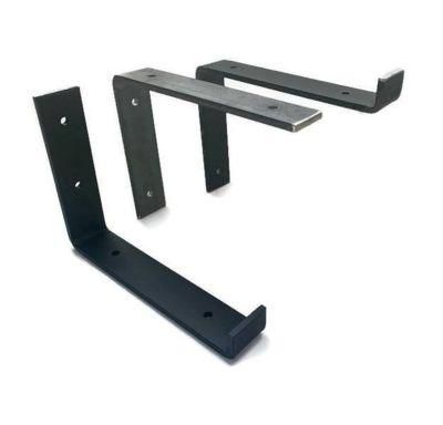 12 Inch Iron Metal Floating Shelf Brackets with Lip, 1/5 Inch Thick Heavy Duty Black Brackets for DIY