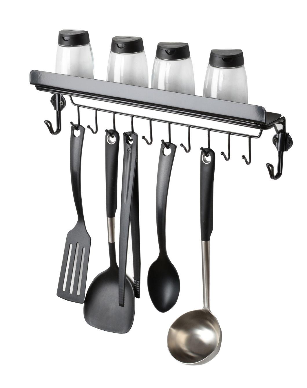 Wall Hanging Utensils Pot Pan Lid Cookware Organization Spice Rack with Hooks Storage Holders